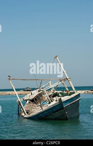 Distrutto barche su Masirah Island, Oman Foto Stock