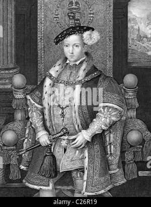 Edward VI (1537-1553) su incisione dal 1840. Re di Inghilterra e Irlanda durante il 1547-1553. Foto Stock