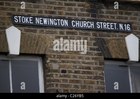 Stoke Newington Church Street cartello stradale N16 Foto Stock