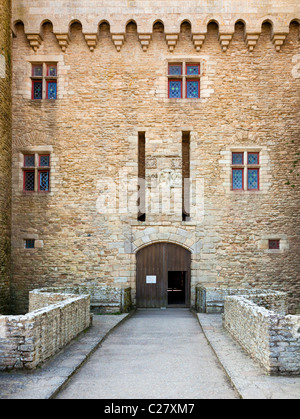 Ingresso al Château de Suscinio, Presqu'île de Rhuys; Morbihan, in Bretagna, in Francia, in Europa Foto Stock