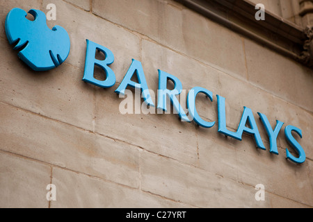 Un segno di Barclays Bank di Londra. Regno Unito. Foto Stock