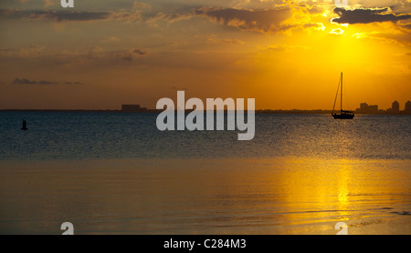 Cay Biscayne al tramonto, Florida, Stati Uniti d'America Foto Stock