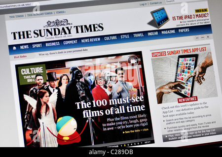 Il Sunday Times online il sito web di notizie Foto Stock