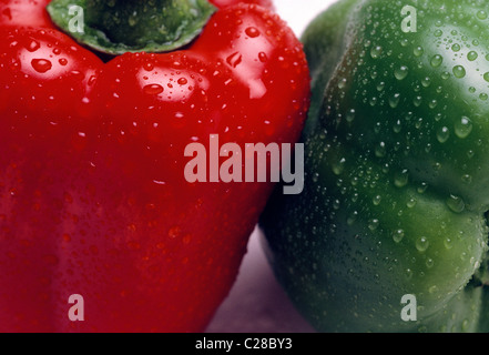 Close up appena raccolto i peperoni Foto Stock