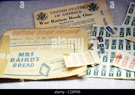 II Guerra Mondiale razione timbro libri, USA 1942 Foto Stock