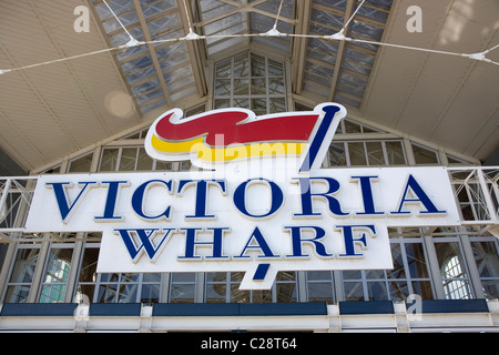 Victoria Wharf Shopping Mall Sign in Cape Town Waterfront Foto Stock