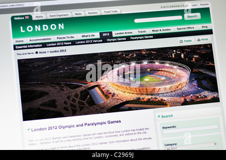 Sito web di Visitlondon - Informazioni di viaggio sui Giochi Olimpici di Londra Foto Stock