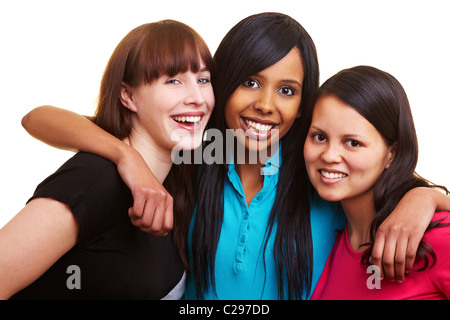 Tre amici ridere Foto Stock