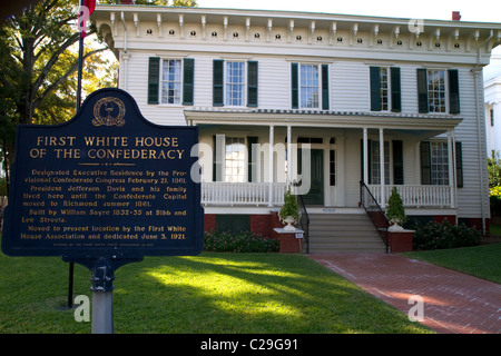 La prima casa bianca della Confederazione è stato la residenza del Presidente Jefferson Davis in Montgomery, Alabama, Stati Uniti d'America. Foto Stock