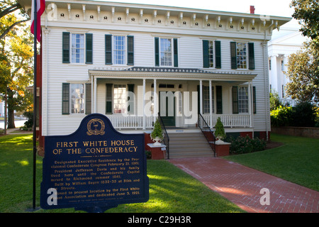 La prima casa bianca della Confederazione è stato la residenza del Presidente Jefferson Davis in Montgomery, Alabama, Stati Uniti d'America. Foto Stock