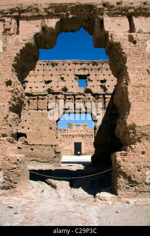 Rovine del Palazzo El Badi, Marrakech, Marocco Foto Stock