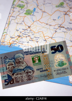 Banconota nigeriano - 50 Naira Foto Stock