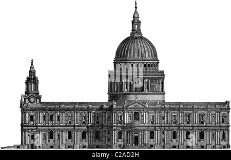 Xix secolo illustrazione del libro preso dalla nona edizione (1875) della Enciclopedia Britannica, alla Cattedrale di San Paolo Foto Stock