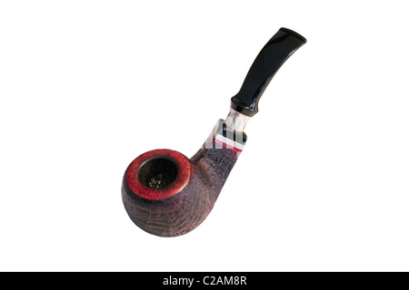 Rosso scuro tubazione di tabacco isolate su sfondo bianco Foto Stock