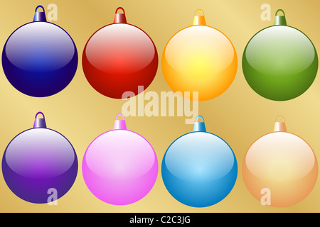 Set di 8 Baubles di Natale Foto Stock