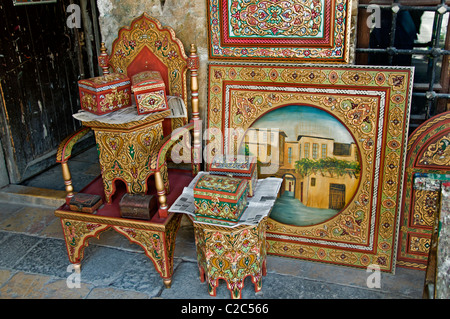 Damasco mobili pittore pittura vernice Siria Bazaar Souk Souq shopp del mercato Foto Stock