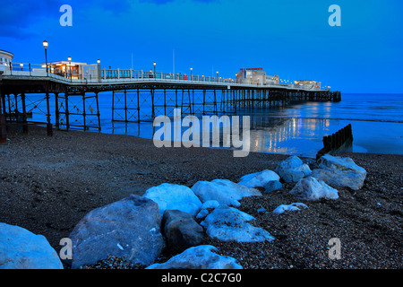 Worthing padiglione Vittoriano Pier di notte Sussex England Foto Stock