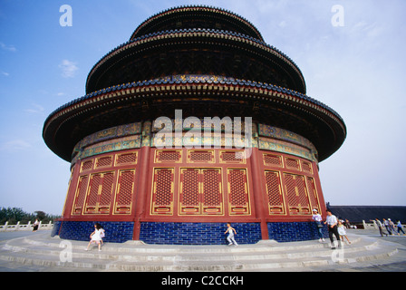 Sala di preghiera per la buona raccolta sullo sfondo, complesso del Tempio del Paradiso, Pechino, Cina, Asia Foto Stock