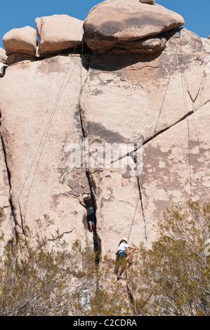 In California. Arrampicata su roccia al Jumbo Rocks Parco nazionale di Joshua Tree. Foto Stock