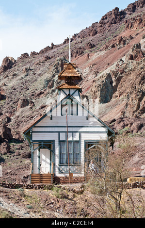 California. Vecchia scuola a Calico città fantasma vicino Barstow. Foto Stock