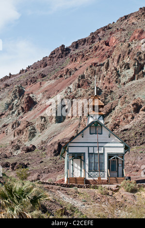 California. Vecchia scuola a Calico città fantasma vicino Barstow. Foto Stock