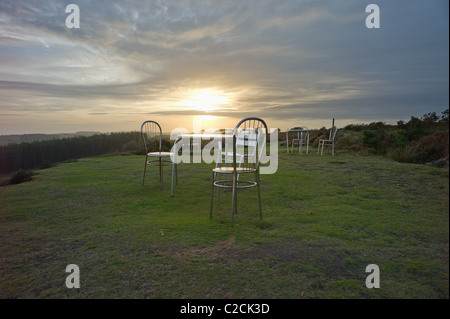 Sunset Hardy Monument dorset Foto Stock