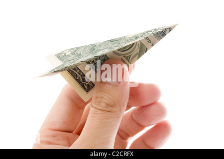 Dollar aeroplano di carta, la concezione di business Foto Stock