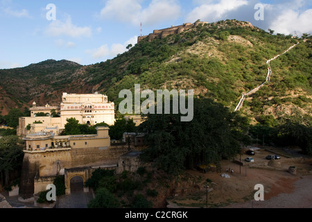 Samode Palace, a 600 anni di vecchio palazzo 40 km a nord di Jaipur, ora un hotel di eredità nel Rajasthan, India Foto Stock