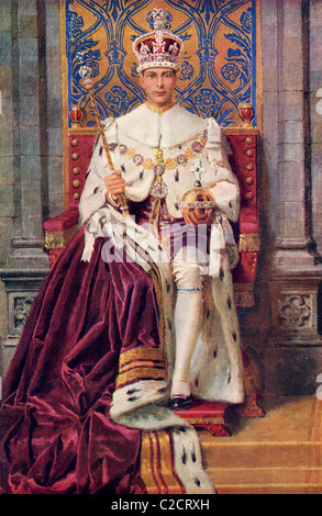 Il re in trono e incoronata. George VI, Albert Frederick Arthur George, 1895 a 1952. Foto Stock