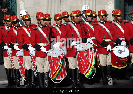 Los Colorados guardia presidenziale band durante Luglio xvi La Paz anniversario , Bolivia Foto Stock