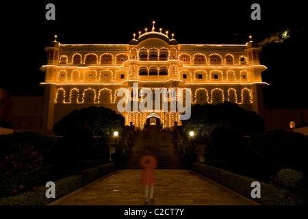 Samode Palace, a 600 anni di vecchio palazzo 40 km a nord di Jaipur, ora un hotel di eredità nel Rajasthan, India Foto Stock