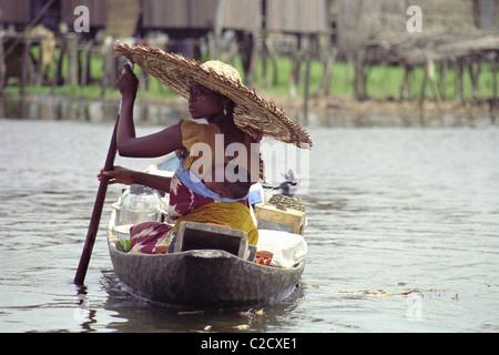 Il lago di Trader, Ganvie, Benin. Foto Stock