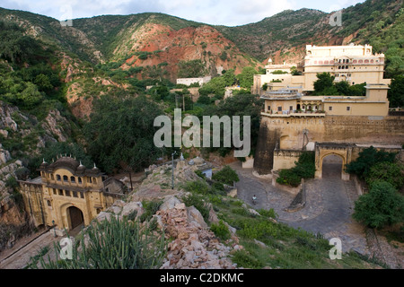 Samode Palace, a 600 anni di vecchio palazzo 40 km a nord di Jaipur, ora un hotel di eredità nel Rajasthan, India Foto Stock