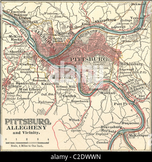 Mappa di Pittsburgh Foto Stock