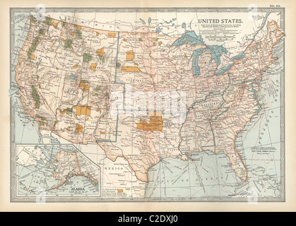 Mappa degli Stati Uniti con inserto di Alaska Foto Stock