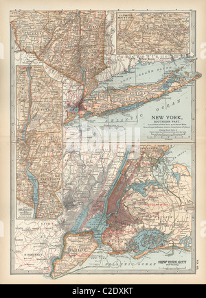 Mappa dello Stato di New York Foto Stock