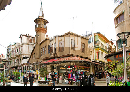 Vecchia Moschea shopping street central a Damasco in Siria Foto Stock