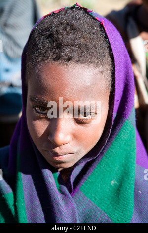 I bambini del villaggio da Simien Mountains dell Etiopia Foto Stock