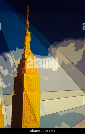 Empire State Building pittura murale atrio interno, Manhattan, New York City, Stati Uniti d'America Foto Stock