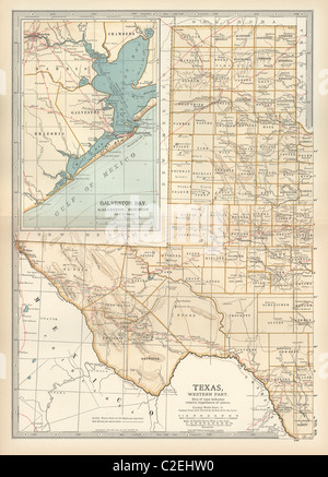 Mappa di Texas occidentale a Galveston Foto Stock