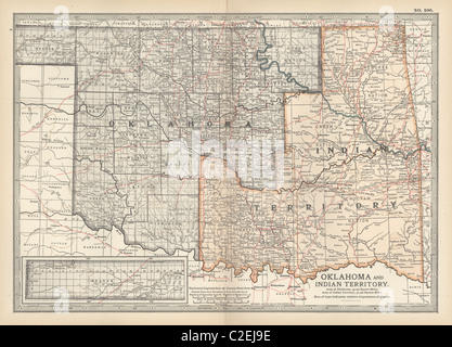 Mappa di Oklahoma e il territorio indiano Foto Stock