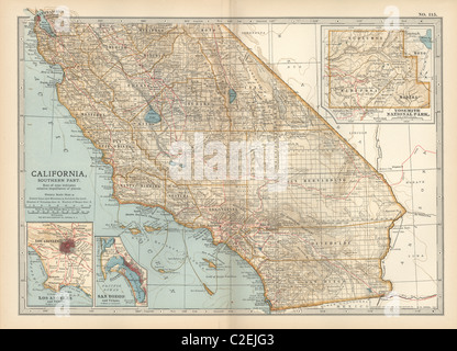 Mappa della parte sud della California Foto Stock