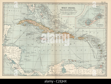 Mappa delle Indie occidentali Foto Stock