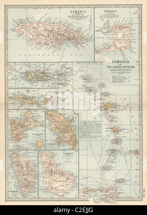 Mappa di Giamaica e le Piccole Antille Foto Stock