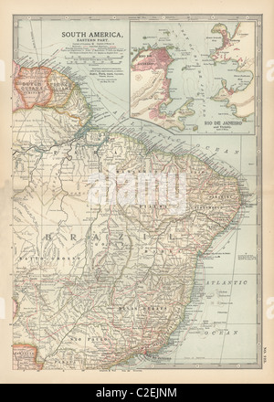 Mappa della parte orientale del Sud America Foto Stock