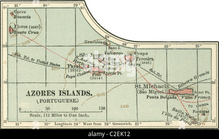 Mappa delle Isole Azzorre Foto Stock