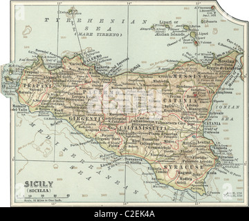 Mappa di Sicilia Foto Stock