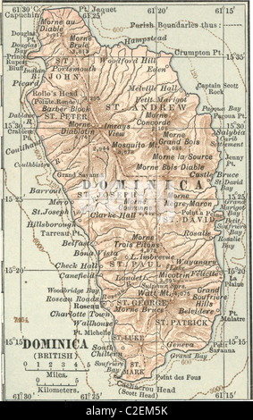 Mappa di Dominica Foto Stock