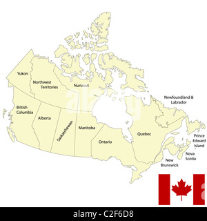 Mappa dettagliata del Canada Foto Stock