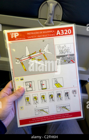 Airbus A320 istruzioni di sicurezza Foto Stock